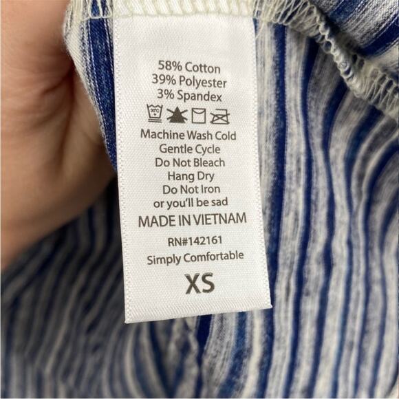 Lularoe Blue Gray and White Stripe Maurine Dress - Picture 4 of 5